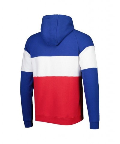 Men's Red, Royal New England Patriots Colorblock Throwback Pullover Hoodie $39.41 Sweatshirt