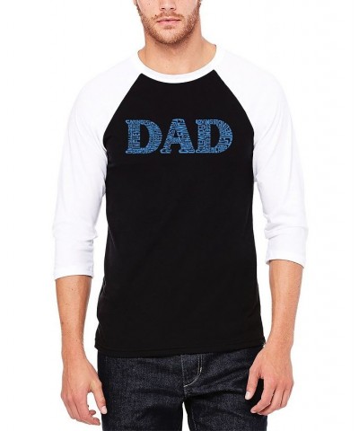 Men's Dad Raglan Baseball Word Art T-shirt Black $20.70 T-Shirts