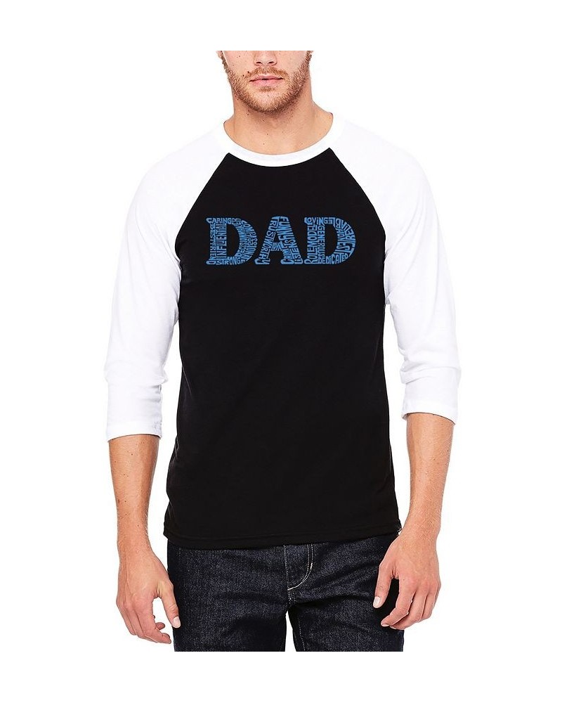 Men's Dad Raglan Baseball Word Art T-shirt Black $20.70 T-Shirts