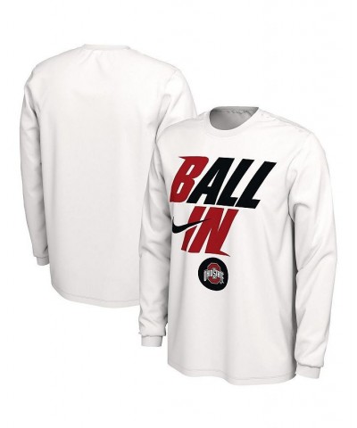 Men's White Ohio State Buckeyes Ball In Bench Long Sleeve T-shirt $28.49 T-Shirts