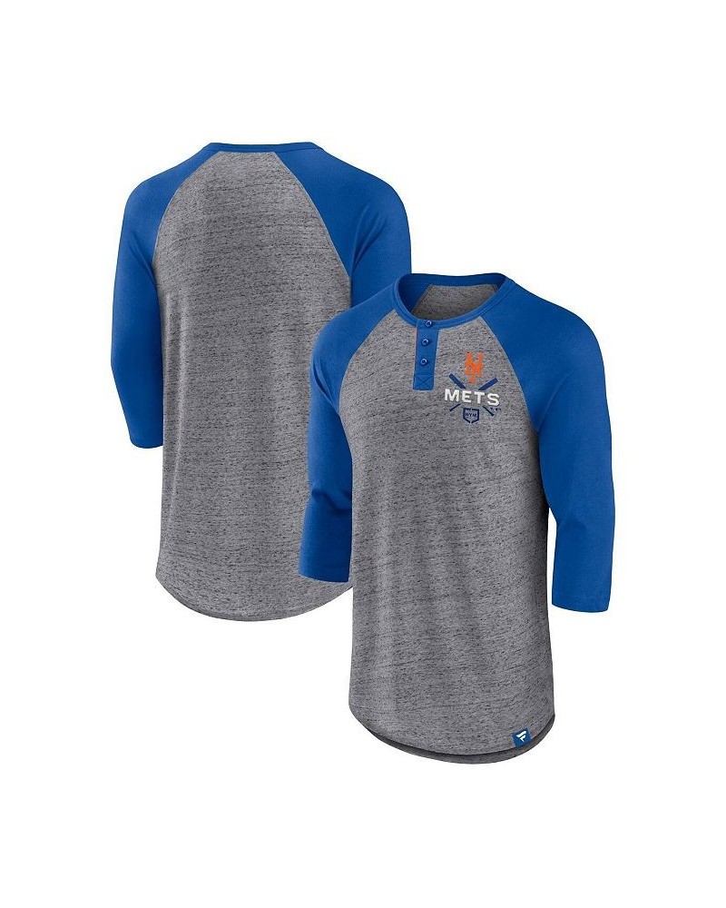 Men's Branded Heathered Gray, Royal New York Mets Iconic Above Heat Speckled Raglan Henley 3/4 Sleeve T-shirt $20.00 T-Shirts