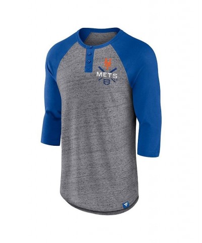 Men's Branded Heathered Gray, Royal New York Mets Iconic Above Heat Speckled Raglan Henley 3/4 Sleeve T-shirt $20.00 T-Shirts