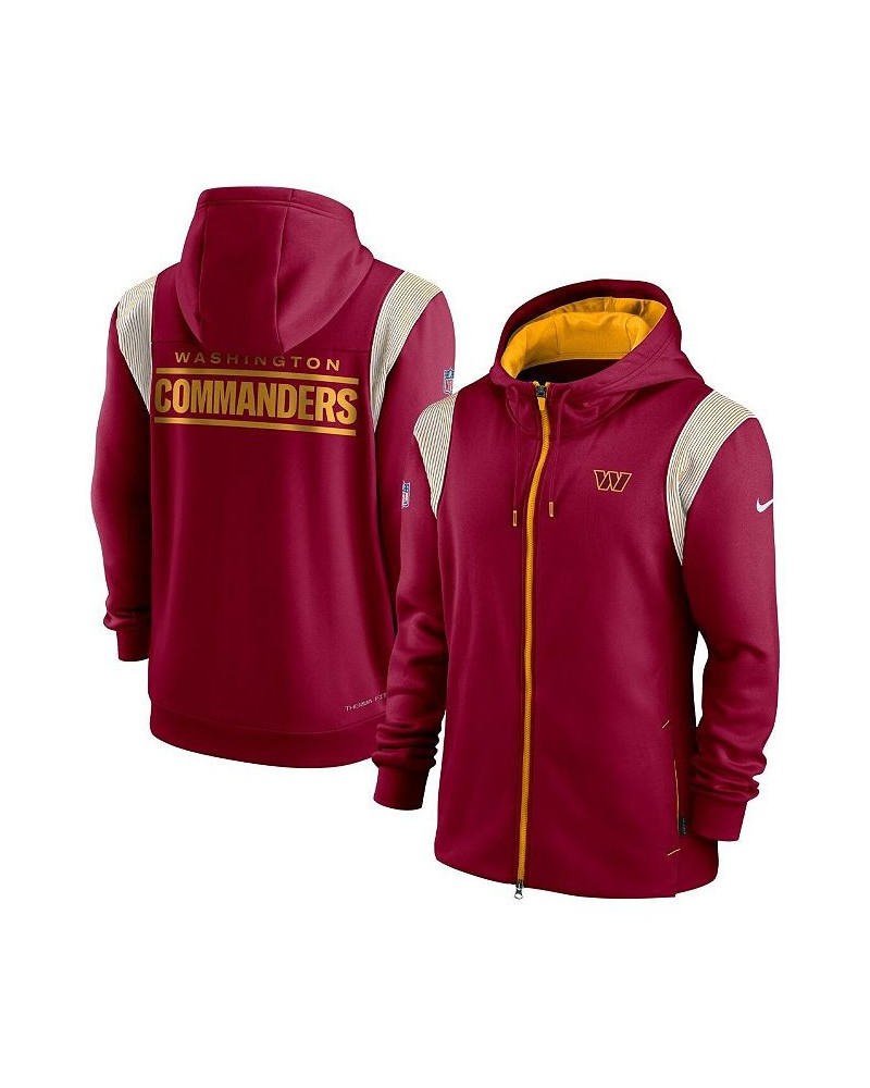 Men's Burgundy Washington Commanders Performance Sideline Lockup Full-Zip Hoodie $41.30 Sweatshirt