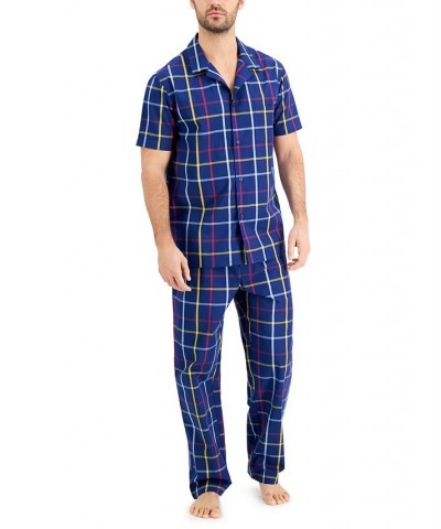 Men's Plaid Pajama Set Blue $19.18 Pajama