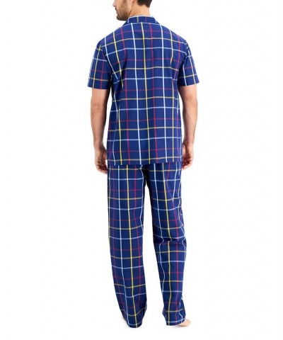 Men's Plaid Pajama Set Blue $19.18 Pajama