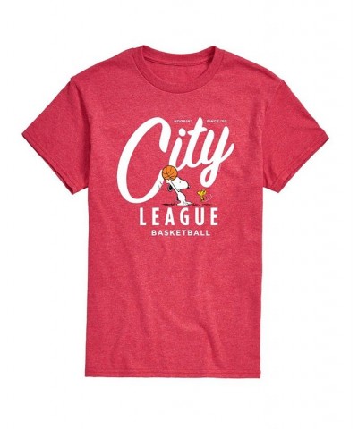 Men's Peanuts City League Baseball T-shirt Red $20.29 T-Shirts