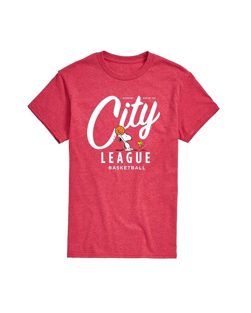 Men's Peanuts City League Baseball T-shirt Red $20.29 T-Shirts