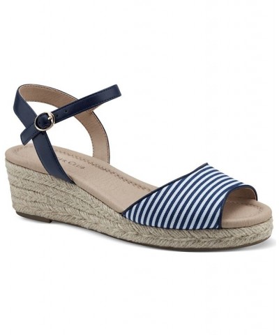 Luchia Platform Wedge Sandals Blue $34.75 Shoes