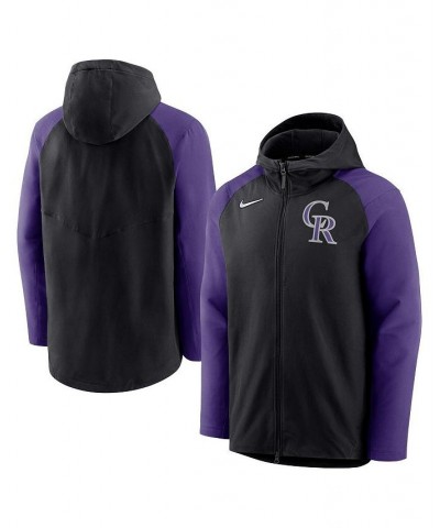 Men's Black, Purple Colorado Rockies Authentic Collection Performance Raglan Full-Zip Hoodie $44.55 Sweatshirt