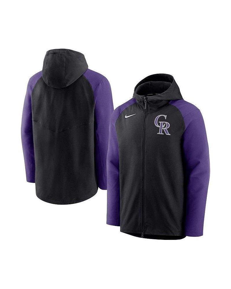 Men's Black, Purple Colorado Rockies Authentic Collection Performance Raglan Full-Zip Hoodie $44.55 Sweatshirt