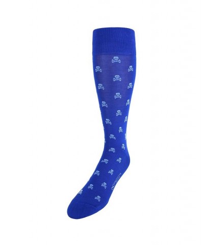 Rodger Skull and Cross Bones Mercerized Cotton Mid-Calf Socks Royal blue $19.44 Socks