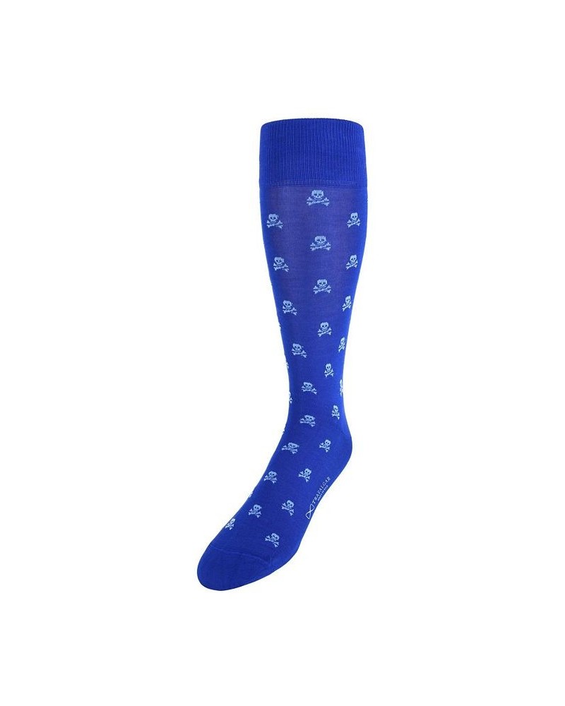 Rodger Skull and Cross Bones Mercerized Cotton Mid-Calf Socks Royal blue $19.44 Socks