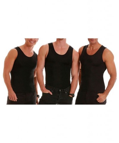 Insta Slim Men's 3 Pack Compression Muscle Tank T-Shirts Black $61.54 Undershirt