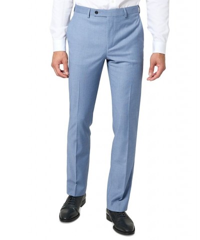 Men's Modern-Fit Sharkskin Stretch Suit Pants Blue $32.20 Suits