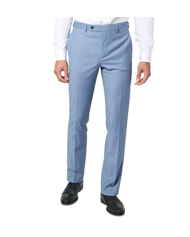 Men's Modern-Fit Sharkskin Stretch Suit Pants Blue $32.20 Suits