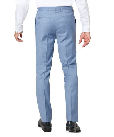 Men's Modern-Fit Sharkskin Stretch Suit Pants Blue $32.20 Suits