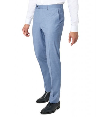 Men's Modern-Fit Sharkskin Stretch Suit Pants Blue $32.20 Suits