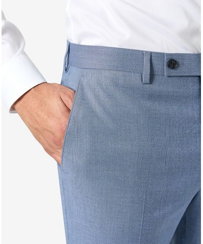 Men's Modern-Fit Sharkskin Stretch Suit Pants Blue $32.20 Suits