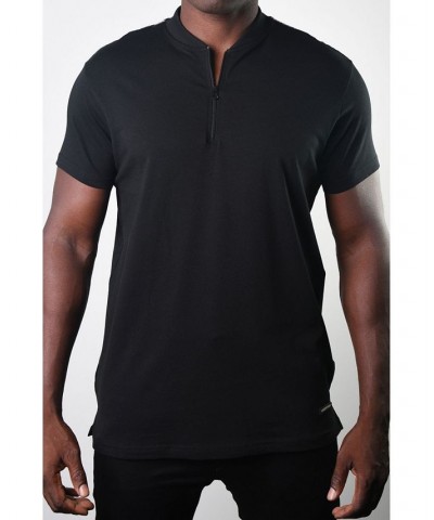 Men's Basic Henley Zip Tee Black $17.55 T-Shirts