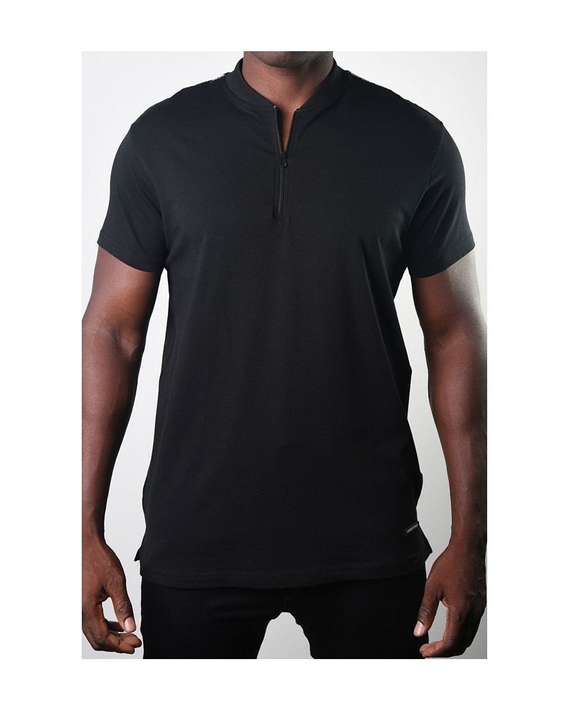 Men's Basic Henley Zip Tee Black $17.55 T-Shirts