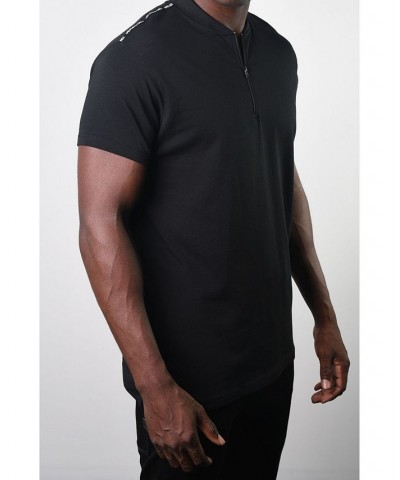 Men's Basic Henley Zip Tee Black $17.55 T-Shirts