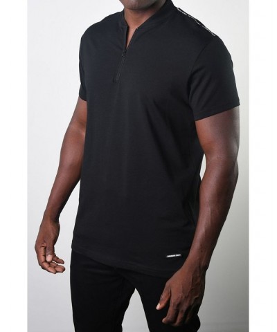 Men's Basic Henley Zip Tee Black $17.55 T-Shirts