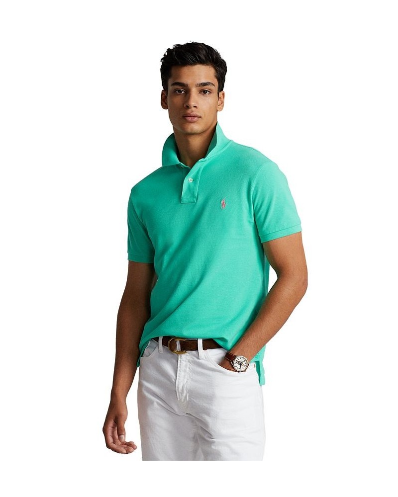 Men's Custom Slim Fit Mesh Polo Sunset Green $56.40 Polo Shirts