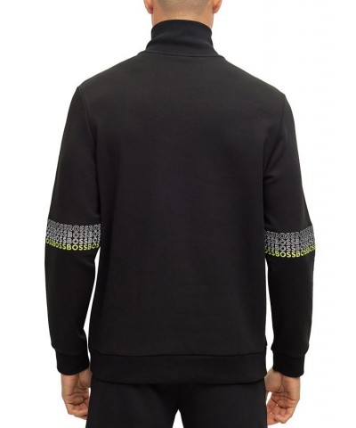 BOSS Men's Zip-Neck Embroidered Logos Sweatshirt Black $70.72 Sweatshirt