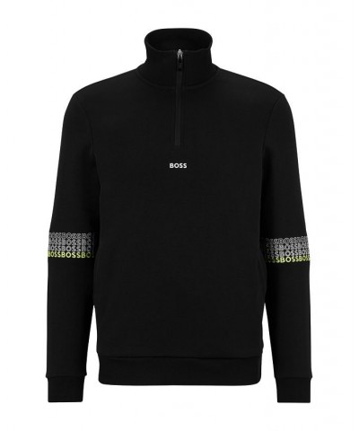 BOSS Men's Zip-Neck Embroidered Logos Sweatshirt Black $70.72 Sweatshirt