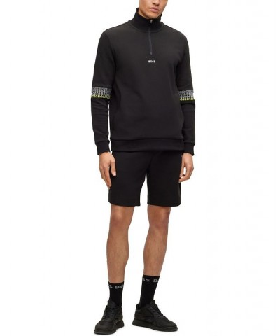 BOSS Men's Zip-Neck Embroidered Logos Sweatshirt Black $70.72 Sweatshirt