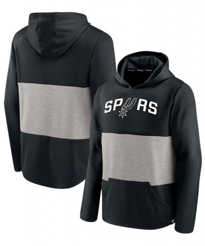 Men's Black and Heathered Gray San Antonio Spurs Linear Logo Comfy Colorblock Tri-Blend Pullover Hoodie $26.04 Sweatshirt