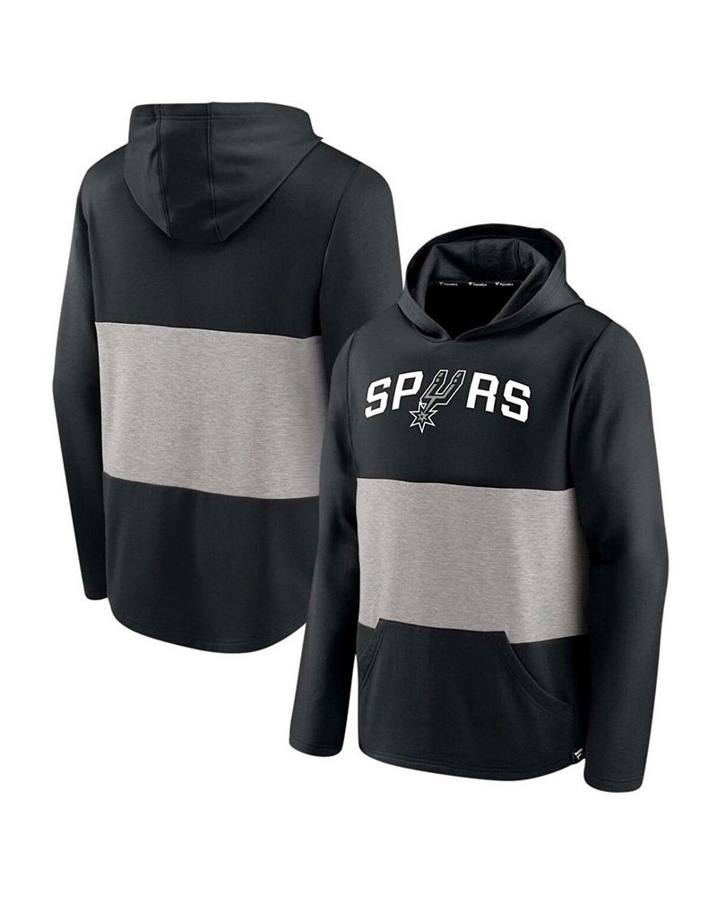 Men's Black and Heathered Gray San Antonio Spurs Linear Logo Comfy Colorblock Tri-Blend Pullover Hoodie $26.04 Sweatshirt