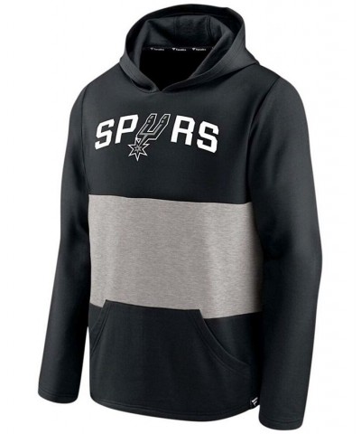 Men's Black and Heathered Gray San Antonio Spurs Linear Logo Comfy Colorblock Tri-Blend Pullover Hoodie $26.04 Sweatshirt