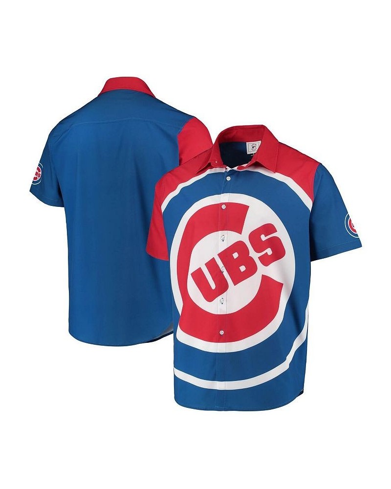 Men's Royal Chicago Cubs Big Logo Button-Up Shirt $33.62 Shirts