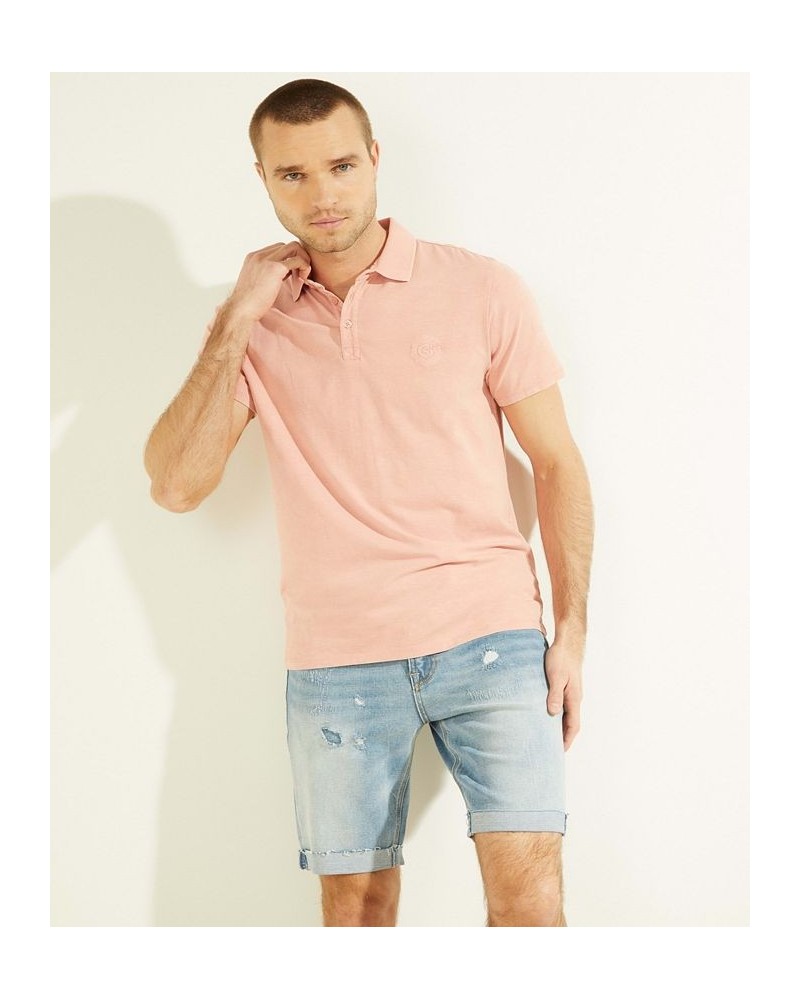 Men's Eli Acid Washed Polo Shirt Pink $40.29 Polo Shirts