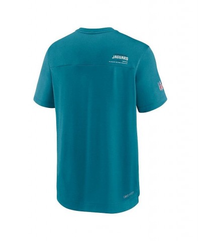 Men's Teal Jacksonville Jaguars Sideline Coach Chevron Lock Up Logo V-neck Performance T-shirt $30.55 T-Shirts