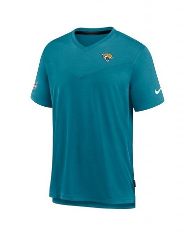 Men's Teal Jacksonville Jaguars Sideline Coach Chevron Lock Up Logo V-neck Performance T-shirt $30.55 T-Shirts