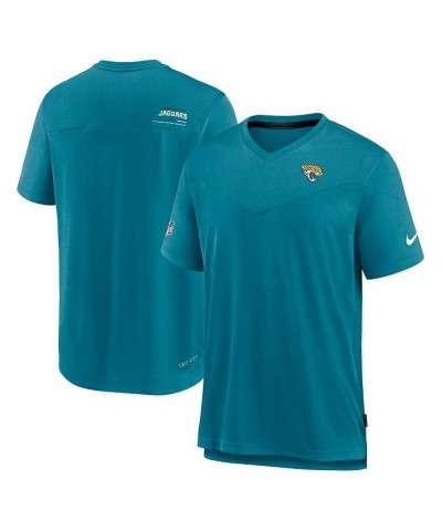 Men's Teal Jacksonville Jaguars Sideline Coach Chevron Lock Up Logo V-neck Performance T-shirt $30.55 T-Shirts