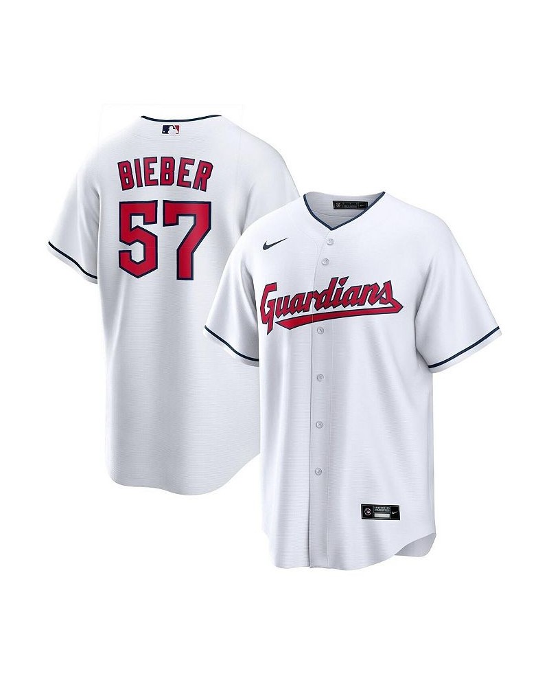 Men's Shane Bieber White Cleveland Guardians Replica Player Jersey $56.55 Jersey