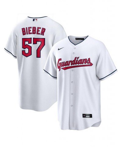 Men's Shane Bieber White Cleveland Guardians Replica Player Jersey $56.55 Jersey