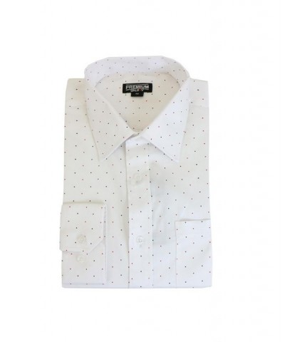 Men's Long Sleeve Polka Dot Dress Shirt White $17.86 Shirts