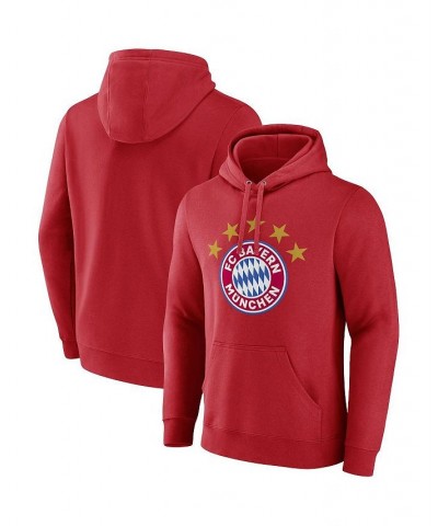 Men's Branded Red Bayern Munich Five-Star Crest Fitted Pullover Hoodie $24.94 Sweatshirt