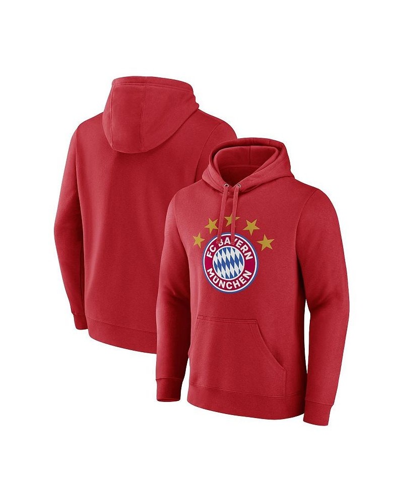 Men's Branded Red Bayern Munich Five-Star Crest Fitted Pullover Hoodie $24.94 Sweatshirt