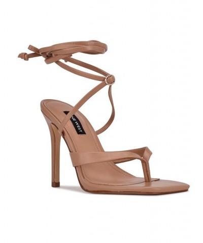 Women's Terrie Ankle Wrap Heeled Sandals Tan/Beige $54.45 Shoes