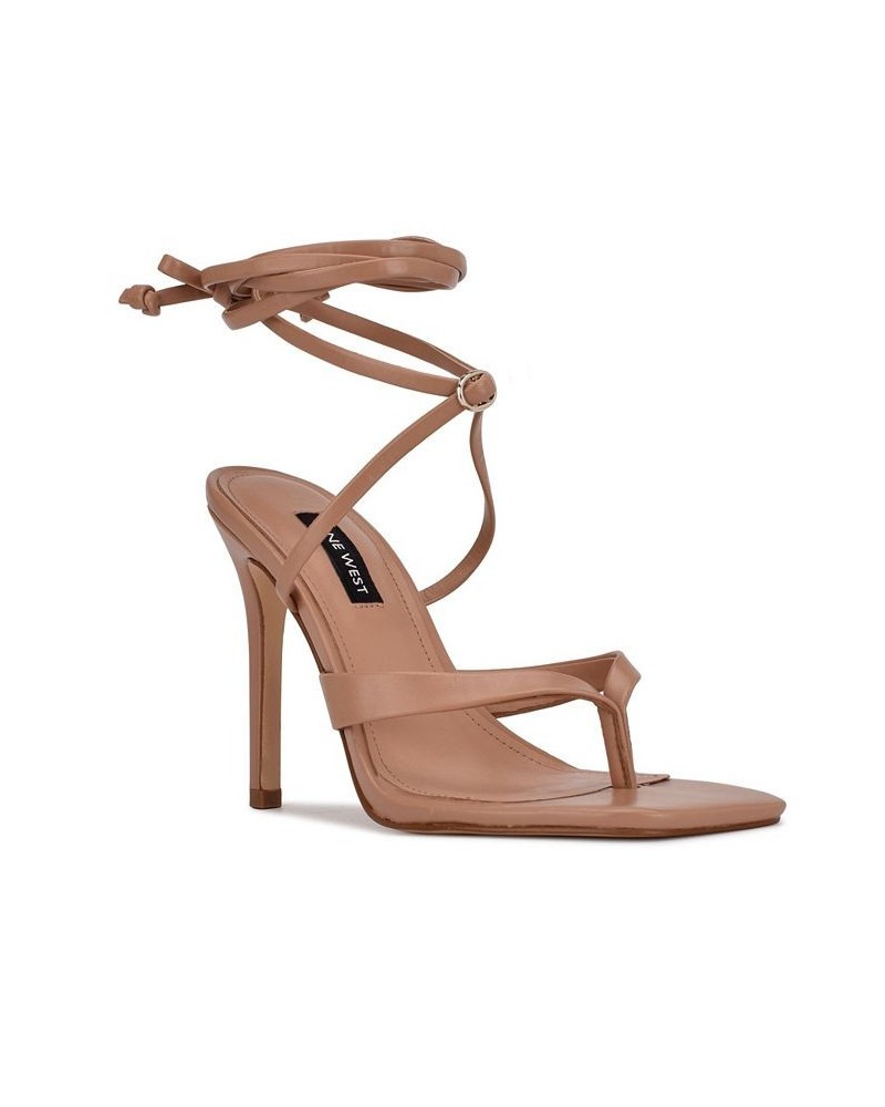 Women's Terrie Ankle Wrap Heeled Sandals Tan/Beige $54.45 Shoes