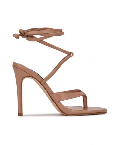 Women's Terrie Ankle Wrap Heeled Sandals Tan/Beige $54.45 Shoes