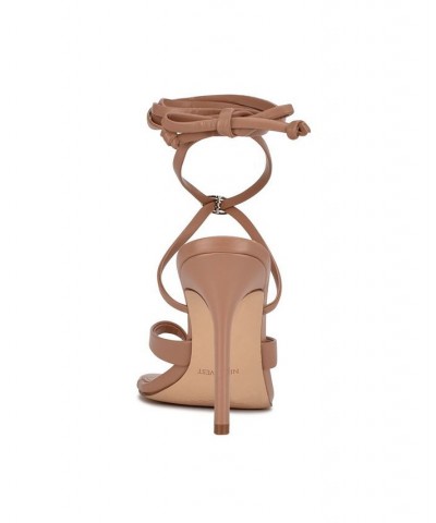 Women's Terrie Ankle Wrap Heeled Sandals Tan/Beige $54.45 Shoes