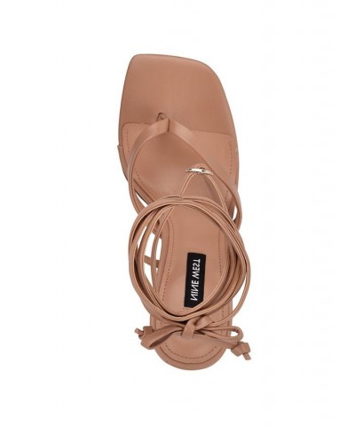 Women's Terrie Ankle Wrap Heeled Sandals Tan/Beige $54.45 Shoes