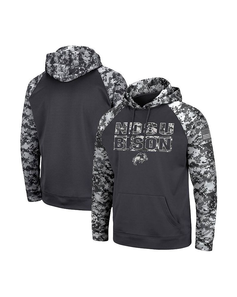 Men's Charcoal NDSU Bison OHT Military-Inspired Appreciation Digital Camo Pullover Hoodie $37.50 Sweatshirt