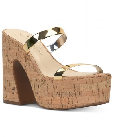 Women's Samhita Slip-On Platform Sandals Gold $47.96 Shoes